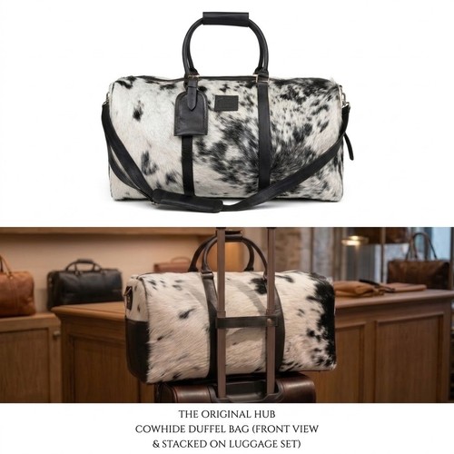 Borsone pelle mucca nero - borsone,